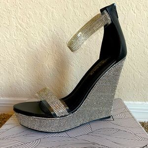 Black Rhinestone Wedges